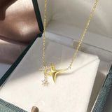 TrustDavis 925 Silver Star Pendant Necklace for Women Party Jewelry