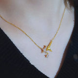 TrustDavis 925 Silver Star Pendant Necklace for Women Party Jewelry