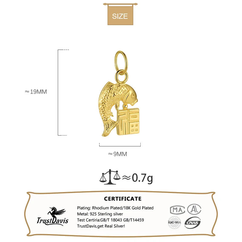 TrustDavis 925 Sterling Silver Animal Charm Pendant for Children DIY Jewelry