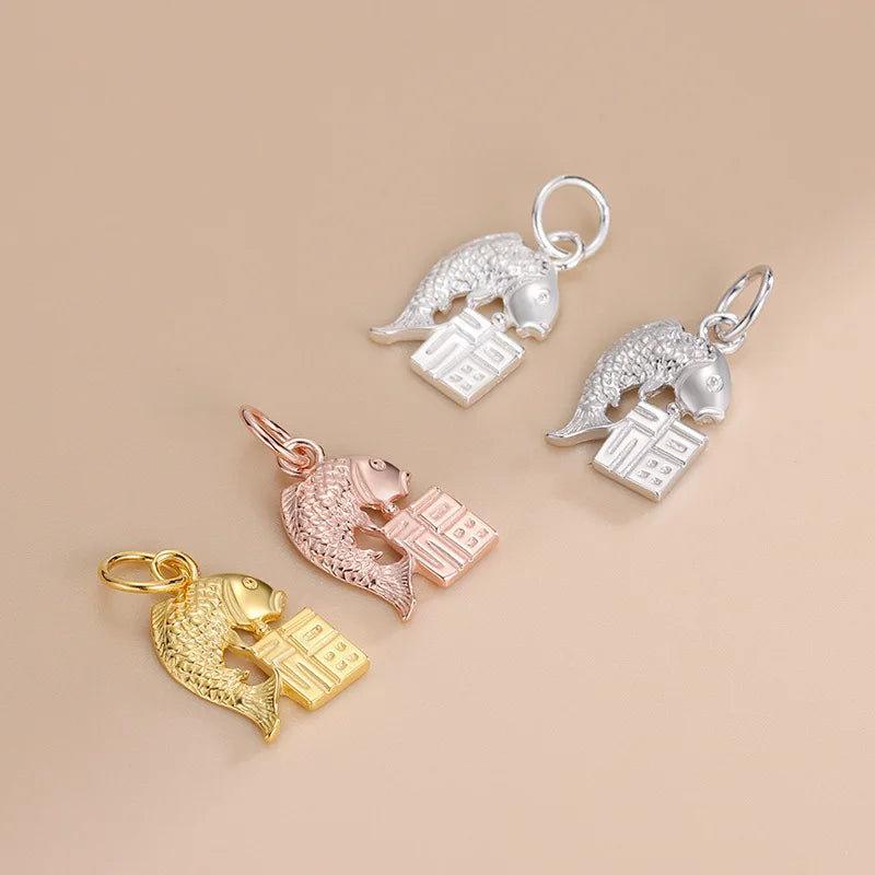 TrustDavis 925 Sterling Silver Animal Charm Pendant for Children DIY Jewelry