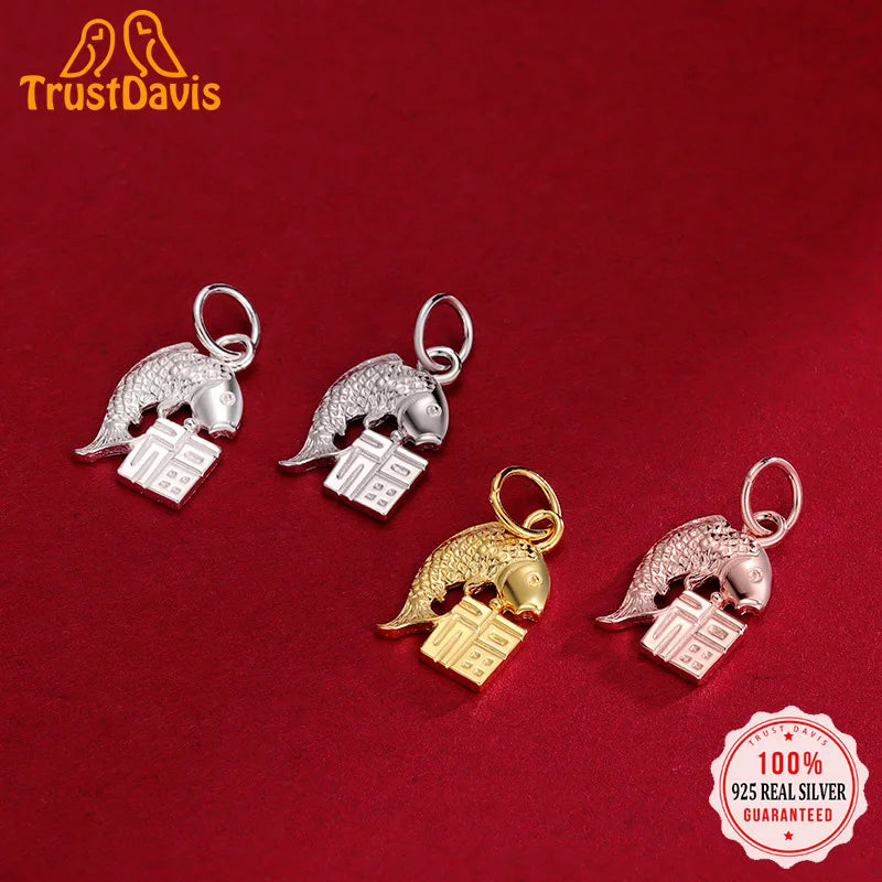 TrustDavis 925 Sterling Silver Animal Charm Pendant for Children DIY Jewelry