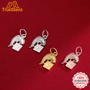 TrustDavis 925 Sterling Silver Animal Charm Pendant for Children DIY Jewelry