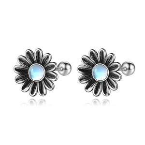 925 Silver Vintage Daisy Flower Stud Earrings for Girls Gift
