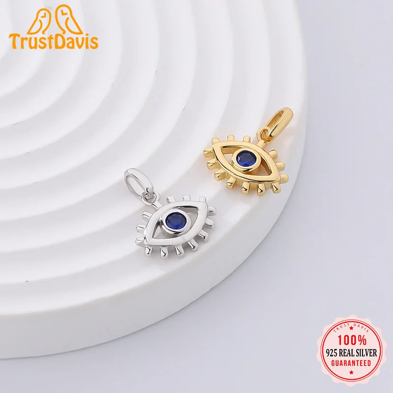 TrustDavis 925 Silver Eye Zircon Charm Pendant Women DIY Jewelry DZ982