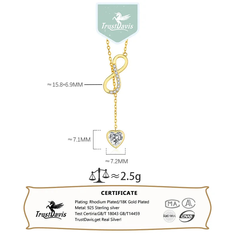 Vintage Heart Zircon Necklace for Women Lady Charm Birthday Party Gift