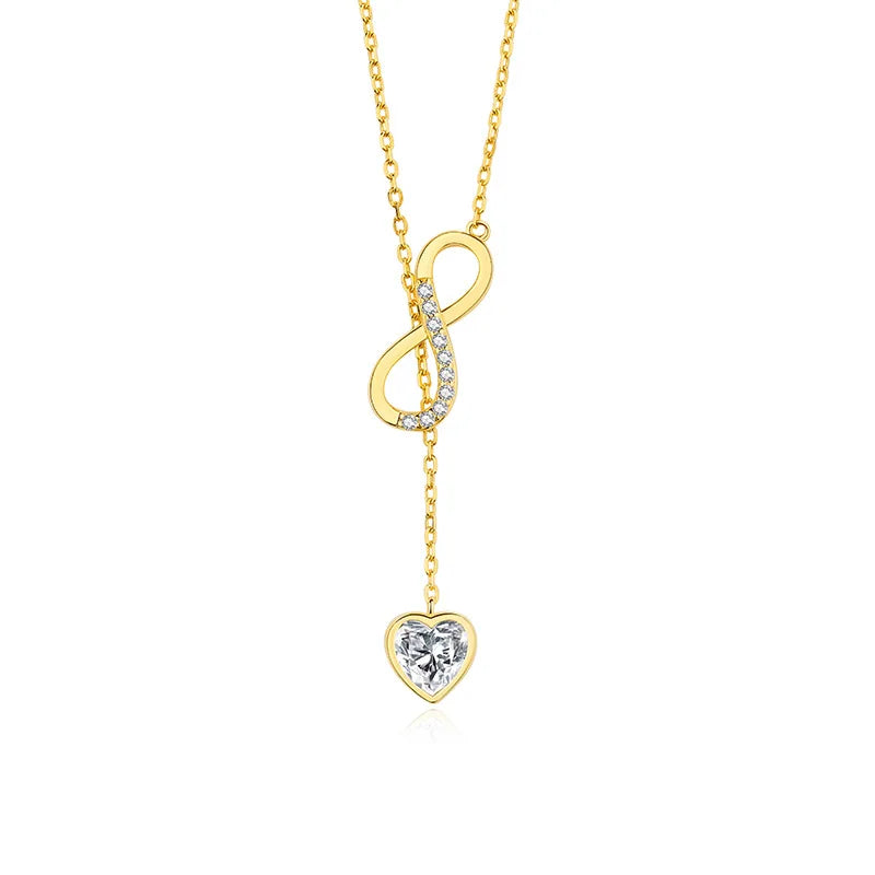 Vintage Heart Zircon Necklace for Women Lady Charm Birthday Party Gift