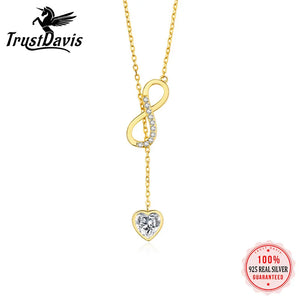 Vintage Heart Zircon Necklace for Women Lady Charm Birthday Party Gift