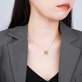 TrustDavis 925 Silver Butterfly Necklace for Women Lady Gift