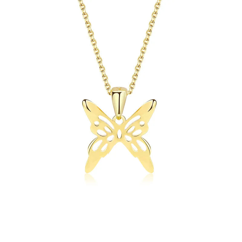 TrustDavis 925 Silver Butterfly Necklace for Women Lady Gift