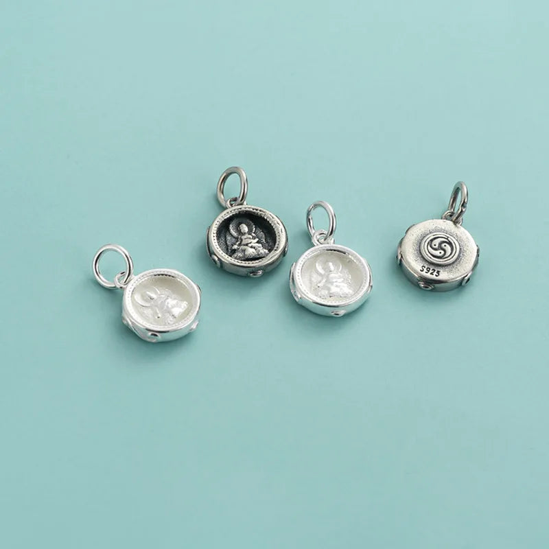 Davis 925 Sterling Silver Rotundity Pendant for Jewelry DIY