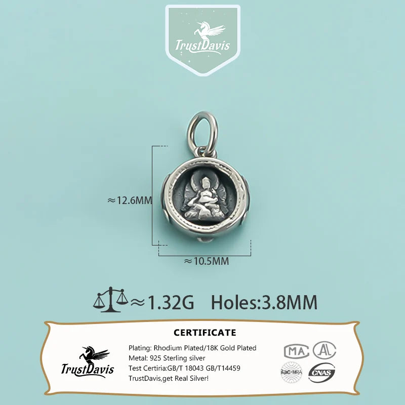 Davis 925 Sterling Silver Rotundity Pendant for Jewelry DIY
