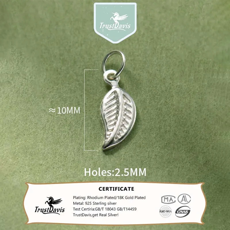 TrustDavis 925 Sterling Silver Plant Pendant Necklace Jewelry DZ1601