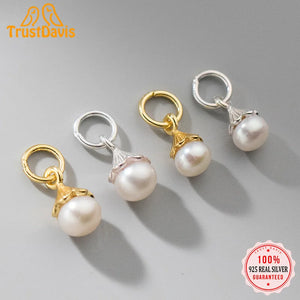 TrustDavis 925 Silver Pearl Charm Pendant DIY Jewelry