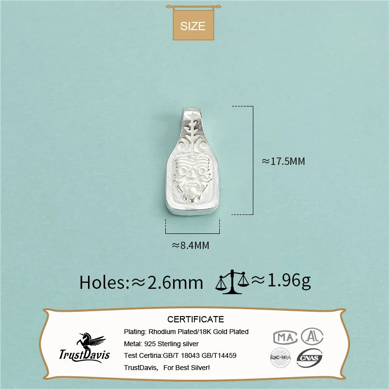 TrustDavis 925 Silver Vintage Lion Bracelet Pendant DIY Accessory DZ843