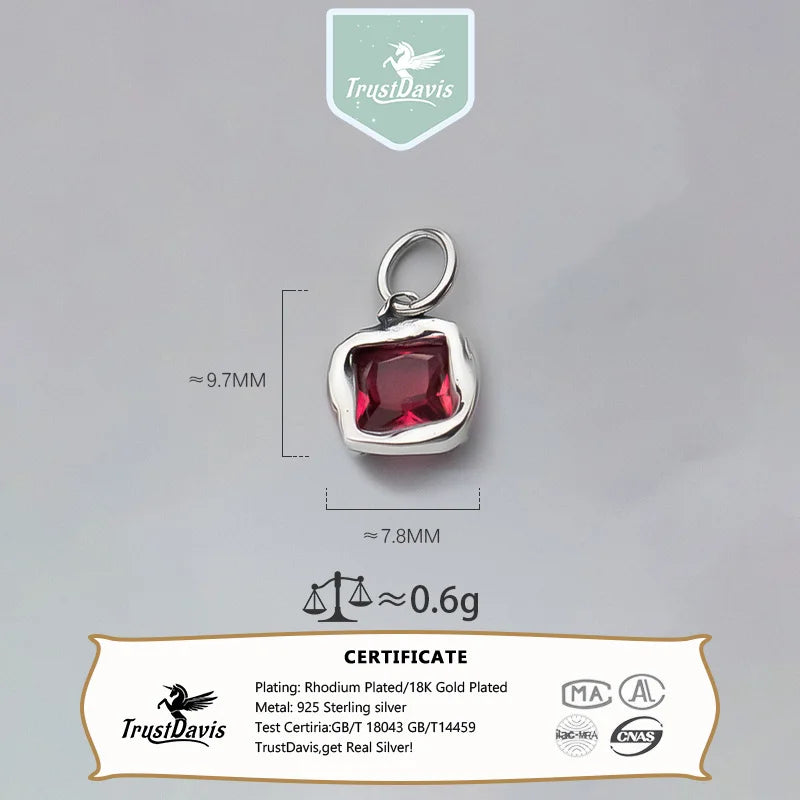 TrustDavis Vintage Zircon Charm Pendant 925 Sterling Silver Jewelry DZ963