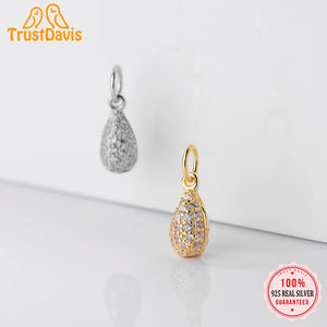 TrustDavis 925 Sterling Silver Water Drop CZ Pendant DIY Necklace Bracelet