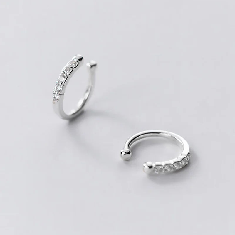 TrustDavis 925 Silver CZ Clip Earrings Ear Cuff Without Piercing DA1699