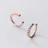 TrustDavis 925 Silver CZ Clip Earrings Ear Cuff Without Piercing DA1699