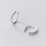 TrustDavis 925 Silver CZ Clip Earrings Ear Cuff Without Piercing DA1699