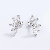925 Silver Zircon Horse Eye Stud Earrings Wedding Fine Jewelry