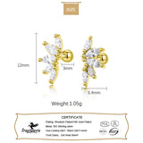 925 Silver Zircon Horse Eye Stud Earrings Wedding Fine Jewelry
