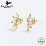 925 Silver Zircon Horse Eye Stud Earrings Wedding Fine Jewelry