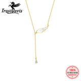 TrustDavis 925 Silver Wing Zircon Necklace Minimalist Clavicle Chain
