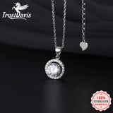 TrustDavis 925 Silver Women CZ Necklace For Wedding Mother Birthday Present