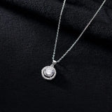 TrustDavis 925 Silver Women CZ Necklace For Wedding Mother Birthday Present