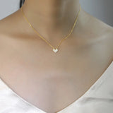 TrustDavis 925 Silver Zircon Heart Pendant Necklace Women