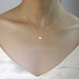 TrustDavis 925 Silver Zircon Heart Pendant Necklace Women