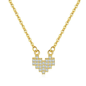 TrustDavis 925 Silver Zircon Heart Pendant Necklace Women
