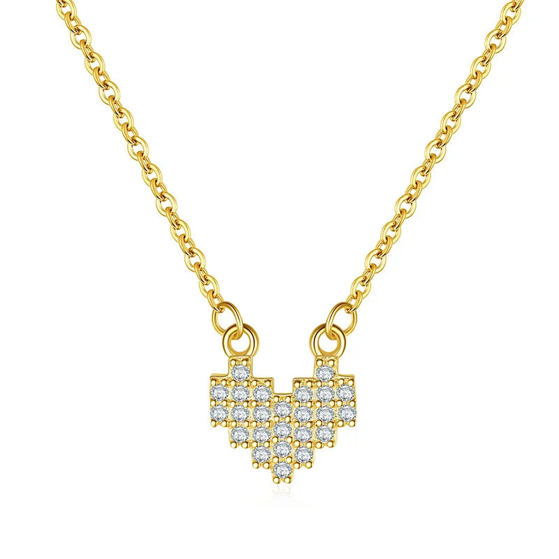 TrustDavis 925 Silver Zircon Heart Pendant Necklace Women