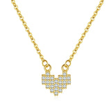 TrustDavis 925 Silver Zircon Heart Pendant Necklace Women