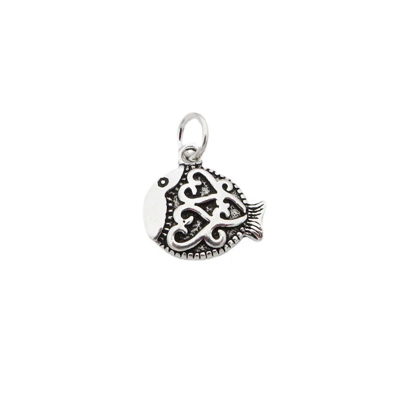 TrustDavis 925 Sterling Silver Fish Pendant DIY Necklace Fine Jewelry