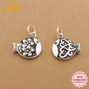 TrustDavis 925 Sterling Silver Fish Pendant DIY Necklace Fine Jewelry