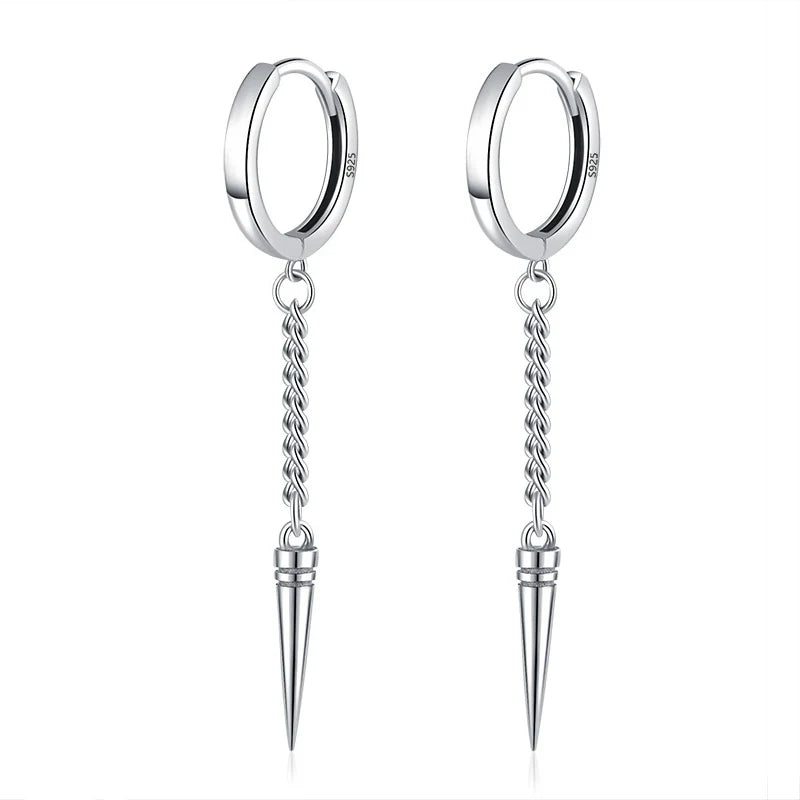 925 Sterling Silver Punk Chain Hoop Earring for Women