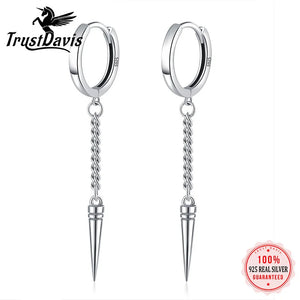 925 Sterling Silver Punk Chain Hoop Earring for Women