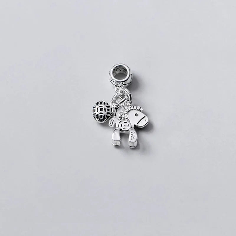 TrustDavis 925 Sterling Thai Silver Horse Wallet Charm Pendant