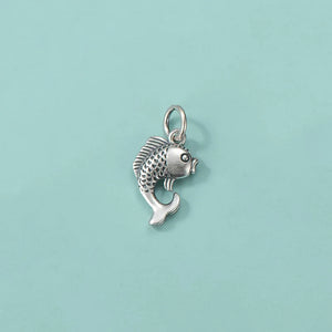 TrustDavis 925 Sterling Thai Silver Fish Charm Pendant HY491