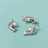 TrustDavis 925 Sterling Thai Silver Fish Charm Pendant HY491