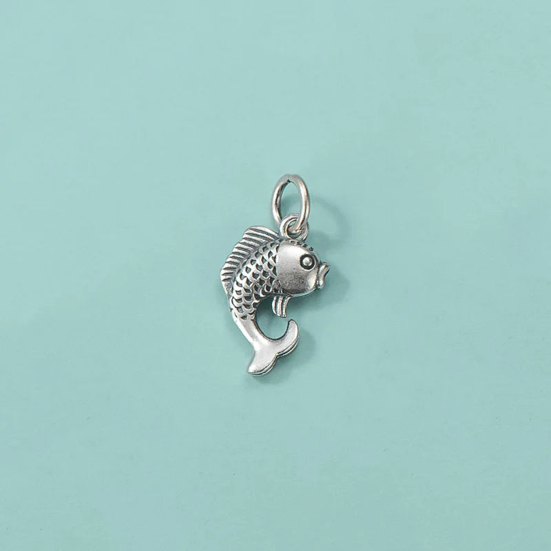 TrustDavis 925 Sterling Thai Silver Fish Charm Pendant HY491