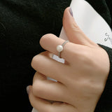 TrustDavis 925 Sterling Silver Freshwater Pearl Opening Ring Wedding Jewelry