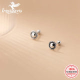 Thai Silver Geometric Round Stud Earrings