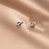 Thai Silver Geometric Round Stud Earrings