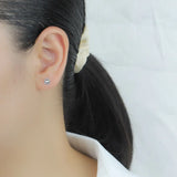 Thai Silver Geometric Round Stud Earrings