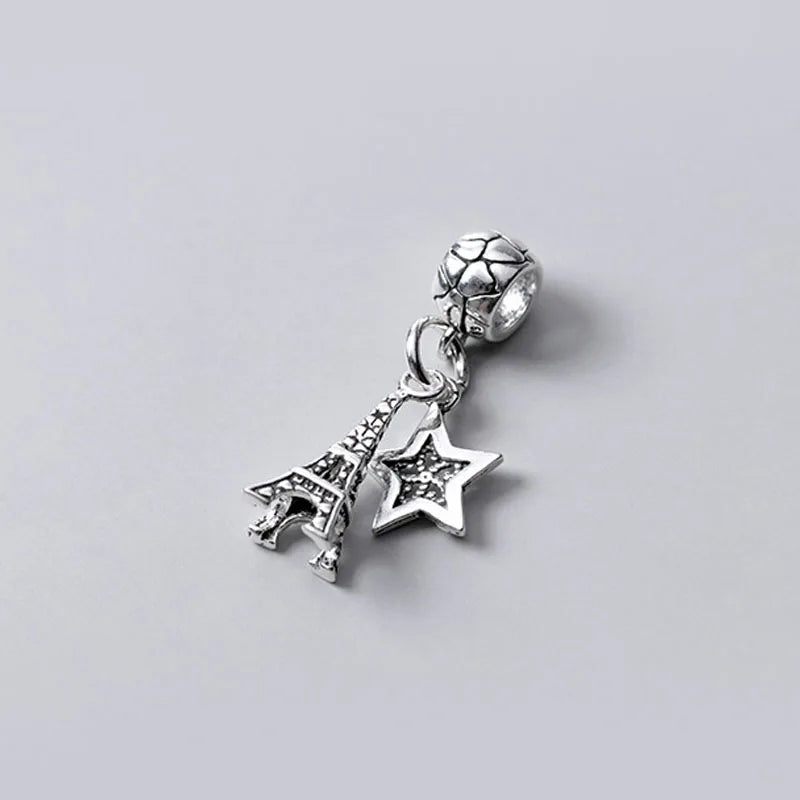 TrustDavis 925 Sterling Sweet Star Tower Charms for DIY Jewelry