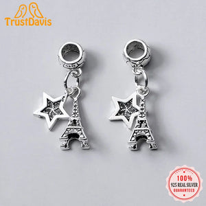 TrustDavis 925 Sterling Sweet Star Tower Charms for DIY Jewelry