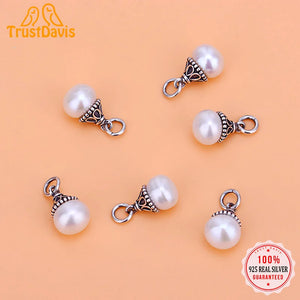 TrustDavis 925 Sterling Silver Sweet Synthesis Pearl Charm Pendant