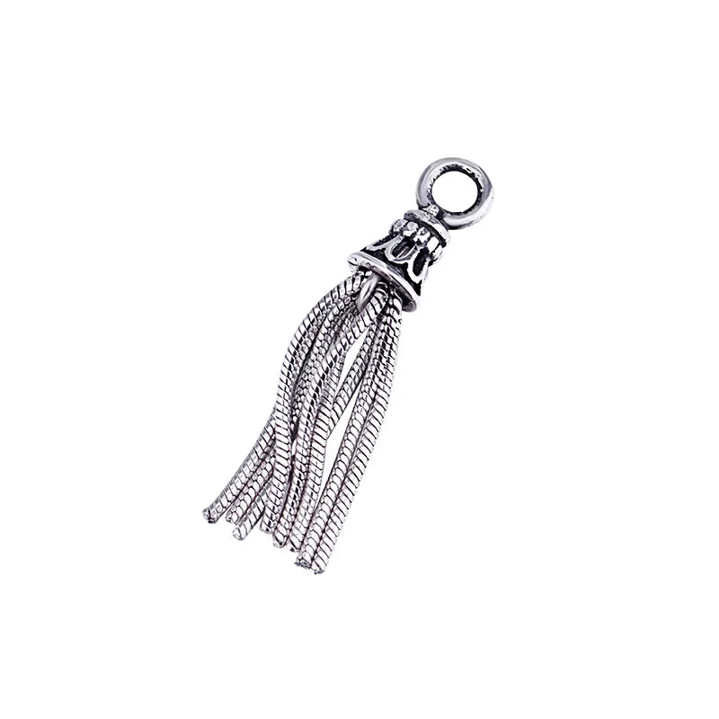 TrustDavis 925 Sterling Silver Tassel Snake Charm Pendant
